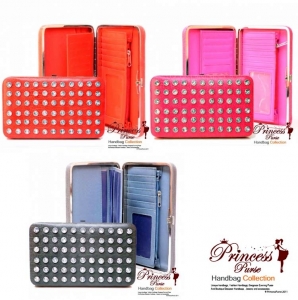 6 Piece Bulk Buy! Designer Inspired Faux Leather Wallet w/ Rhinestone Front Pattern